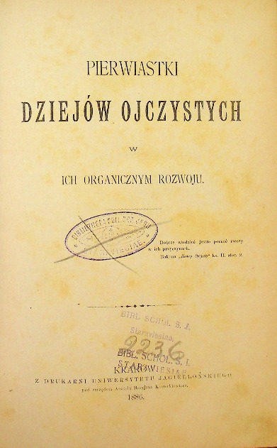 Pierwiastki dziejów ojczystych, 1886r.