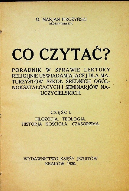 Co czytać?, 1930 r.
