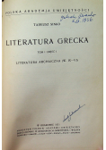 Literatura Grecka Tom I Część I Literatura archaiczna 1931 r.