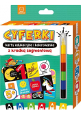 CYFERKI karty edukacyjne i kolorowanka z kredką segmentową Uczę się i koloruję 5+