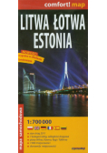 Litwa Łotwa Estonia mapa samochodowa 1:700 000