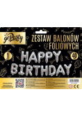 Zestaw balonów foliowych Happy Birthday srebrne