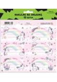 Naklejki na zeszyty - Unicorn Tęcza (12szt)