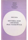 Kryteria ocen i recenzje prac naukowych