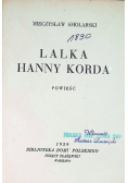 Lalka Hanny Korda, 1929 r.