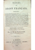 Manuel de droit français 1838 r.