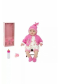 Lalka bobas smoczek + butelka mówi po polsku 45cm