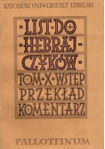 List do hebrajczyków tom X wstęp przekład komenatrze