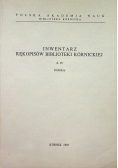 Inwentarz rękopisów biblioteki kórnickiej zeszyt IV Indeksy
