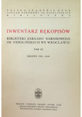 Inwentarz Rękopisów Tom XI