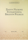 Zeszyty Naukowe Stowarzyszenia Biblistów Polskich nr 1