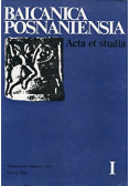 Balcanica Posnaniensia Acta et studia Tom I