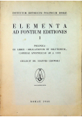 Elementa ad fontium editiones I