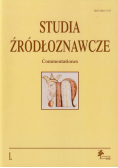 Studia Źródłoznawcze Commentationes