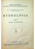 Hydrologja Część II Wody Gruntowe 1934 r.