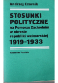 Stosunki polityczne na Pomorzu Zachodnim w okresie republiki weimarskiej 1919 - 1933