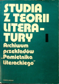 Studia z teorii literatury I