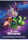 Smok Diplodok. Kolorowanka z naklejkami