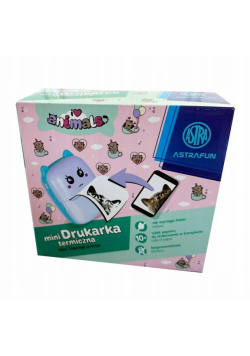 Drukarka termiczna Astrafun Animals box + 10 rolek białego papieru do drukowania