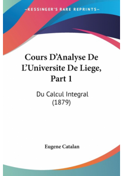 Cours D'Analyse De L'Universite De Liege, Part 1