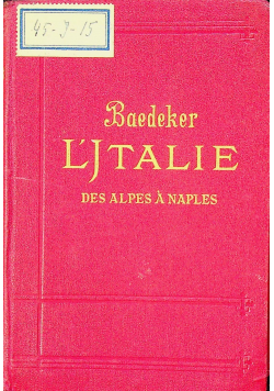 Beadeker L Jtalie des Alpes a Naples 1905 r