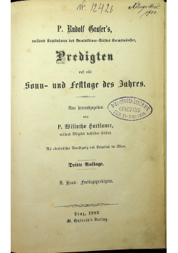 Predigten auf alle Sonn und Festtage des Jahres 1882r