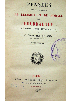 Pensees sur divers sujets tom premier 1868 r