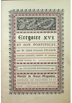 Gregoire XVI et son pontificat 1879 r.