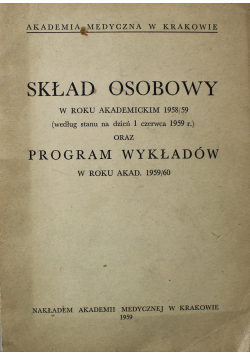 Skład osobowy program wykładów