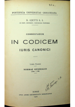 In Codicem iuris canonici 1927 r