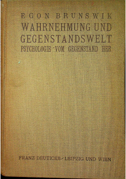 Wahrnehmung und Gegenstandswelt 1934 r.