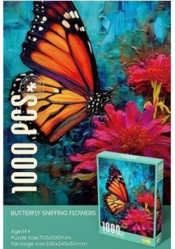 Puzzle 1000 motyl na kwiatach
