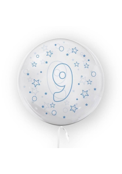 Balon 45cm Gwiazdki cyfra 9 niebieski TUBAN