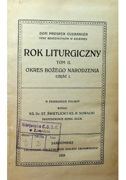 Rok liturgiczny Tom II część I 1928 r