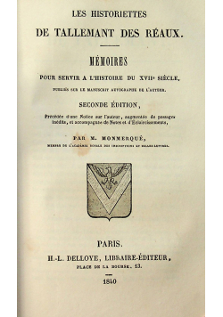 Historiettes de Tallemant des Reaux 2 tomy 1840 r.