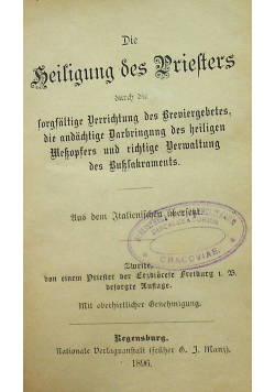 Die Heiligung des Priesters 1896 r
