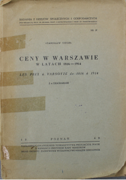 Ceny w Warszawie w latach 1816 1914 1949 r