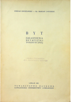 Byt zagadnienia metafizyki tomistycznej
