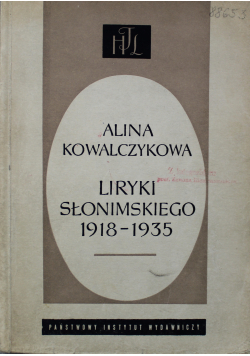 Liryka Słonimskiego 1918 1935