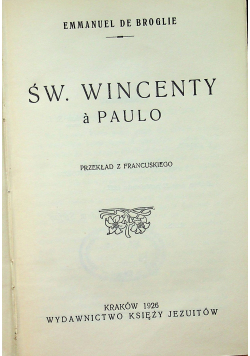 Św Wincenty a Pulo 1926 r