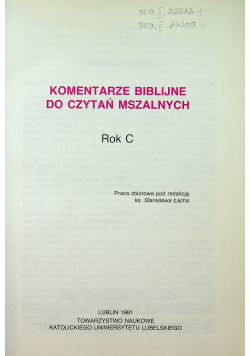 Komentarze biblijne do czytań mszalnych
