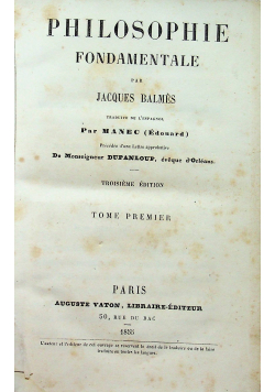 Philosophie Fondamentale 1855 r.
