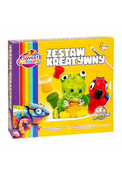 Zestaw kreatywny 8 farb + pędzelek + glina