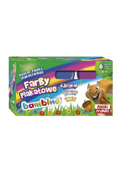 Farby plakatowe dekoracyjne Bambino, 6 kolorów brokatowych