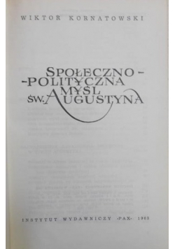Społeczno polityczna myśl św Augustyna