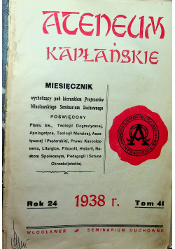 Ateneum Kapłańskie 2 Numery 1938r