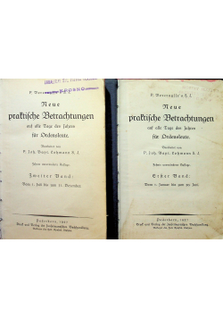 Neue Praktische Betrachtungen auf alle tage des Jahres fur Ordensleute 2 tomy 1927 r.