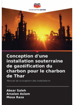 Conception d'une installation souterraine de gazéification du charbon pour le charbon de Thar