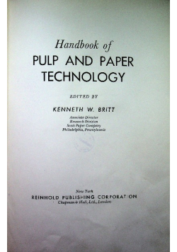 Handbook of pulp and paper