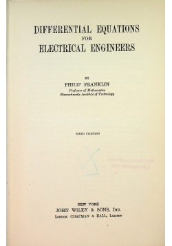 Differential Equations for Electrical Engineers, 1947r.